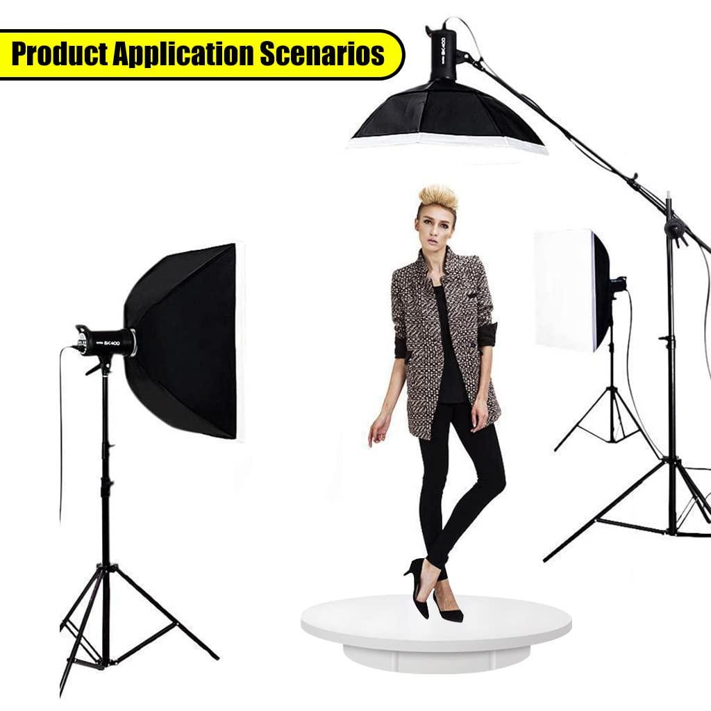 FONOBO FONOBO Electric Rotating Turntable for Photography, 360 Motorized Rotating Stand Display with 5 PVC Backgrounds for Live Video,White
