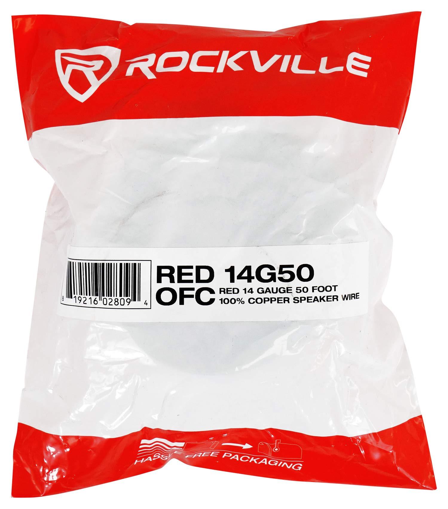 Rockville Rockville RED 14G50 OFC 14 Gauge 50 Foot 100% Copper Speaker Wire Car Audio