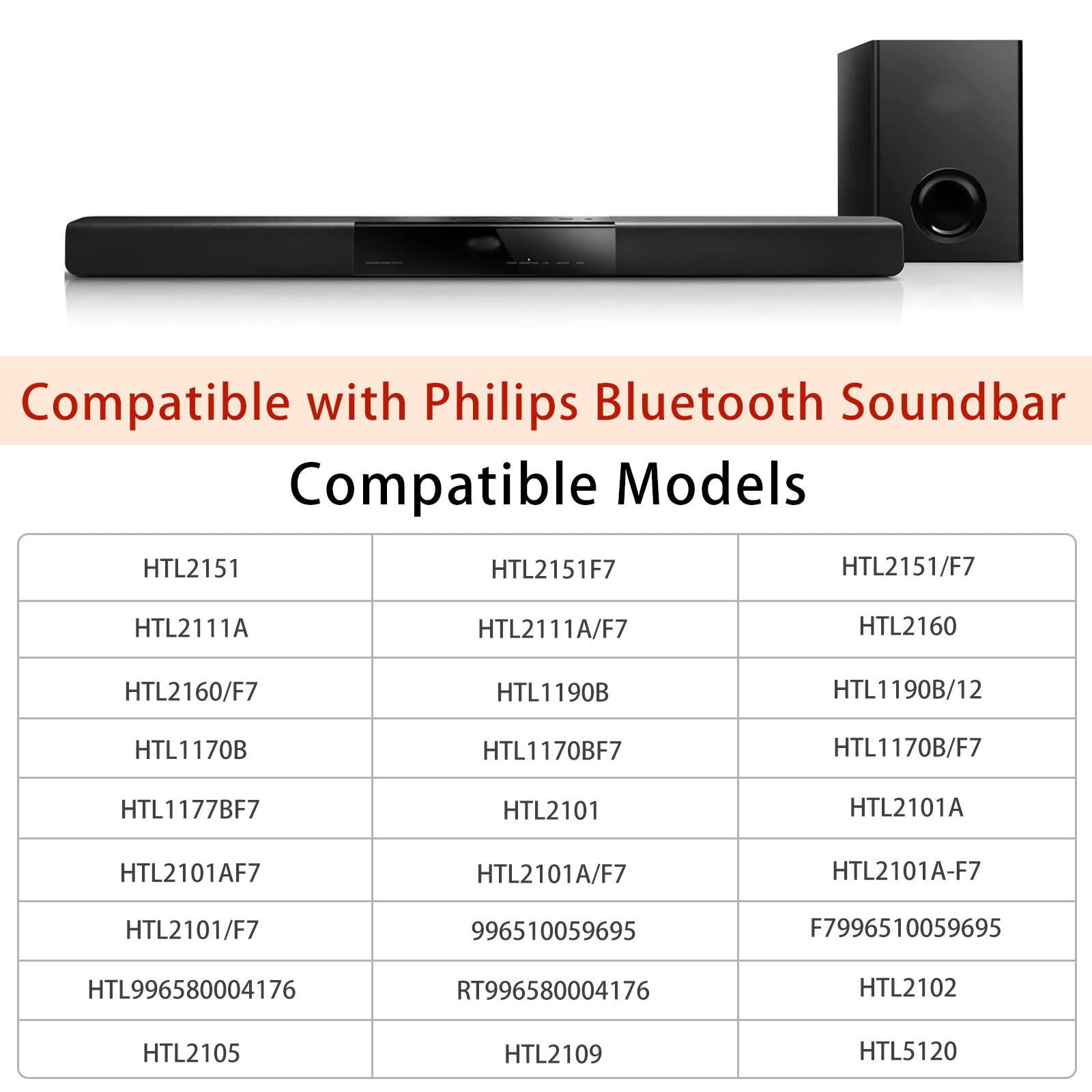 Maozhren Remote Control Compatible with Philips Soundbar Speaker HTL2151/F7 HTL2111A/F7 HTL2111A HTL2101A/F7 HTL2101A HTL2101/F7 HTL2160/F7 /F7996510059695 HTL996580004176 HTL1177BF7 HTL1170BF7 with Batteries