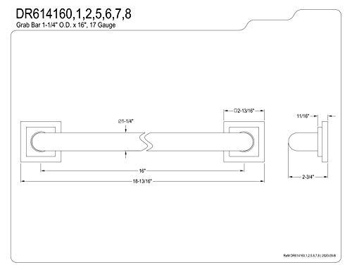 Kingston Brass Kingston Brass DR614162 Designer Trimscape Claremont Decor 16-Inch Grab Bar with 1.25-Inch Outer Diameter, Polished Brass