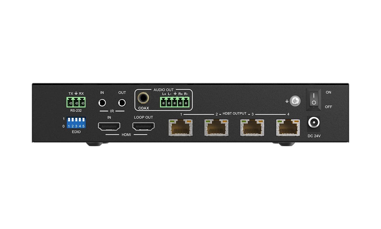 BZB GEAR BZBGEAR 1x4 4K UHD HDMI HDBaset Splitter/Distribution Amplifier Over Category Cable (Kit, Includes 4X RX) - BG-UDA-E14