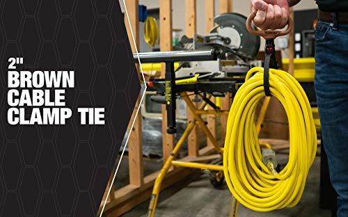 Southwire Southwire CLPT02 2-Inch Adjustable Heavy Duty Clamp Tie w/ Rotating Handle, Reusable Zip Down Cable, Brown