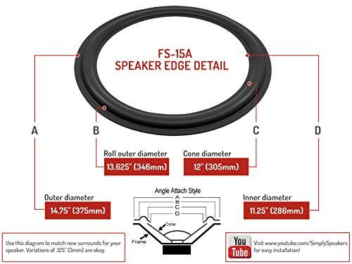 Simply Speakers Standard 15 Inch Foam Speaker Repair Kit FSK-15A (Pair)