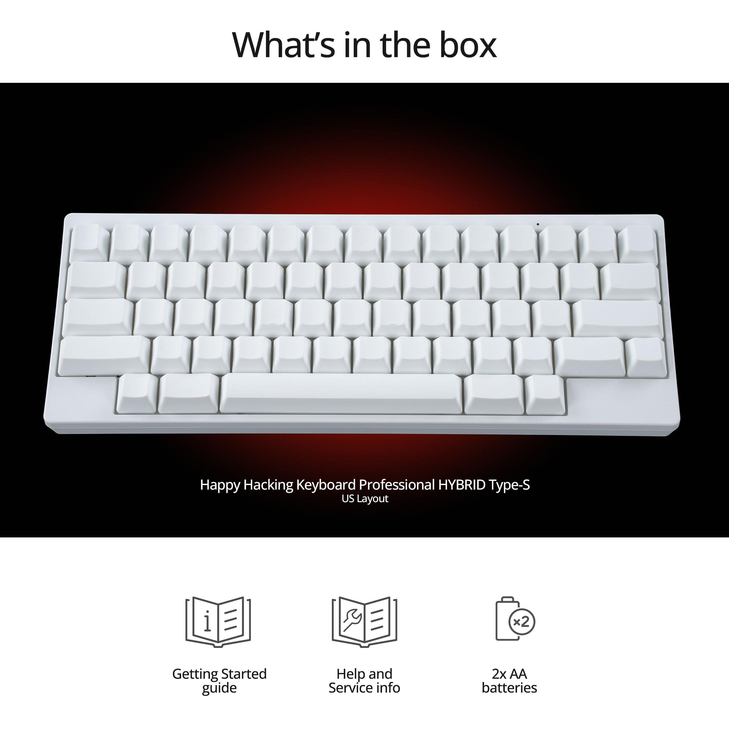HHKB HHKB - Happy Hacking Keyboard Professional Hybrid Type-S Snow (Wireless, Bluetooth, Wired, USB, Silent, Mac, Windows, White, Blank) with 2 Year Advance Exchange Warranty