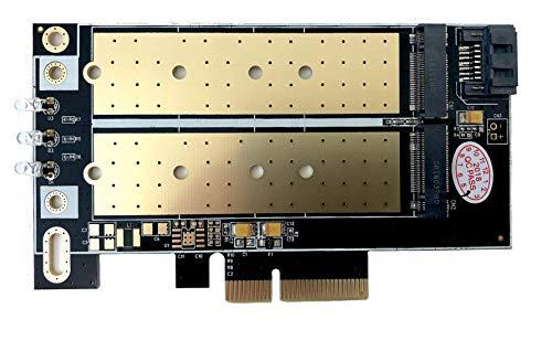 MICRO CONNECTORS MICRO CONNECTORS M.2 NVMe + M.2 SATA 80mm SSD PCIe x4 Adapter with Heat Sink (PCIE-M20802HS)