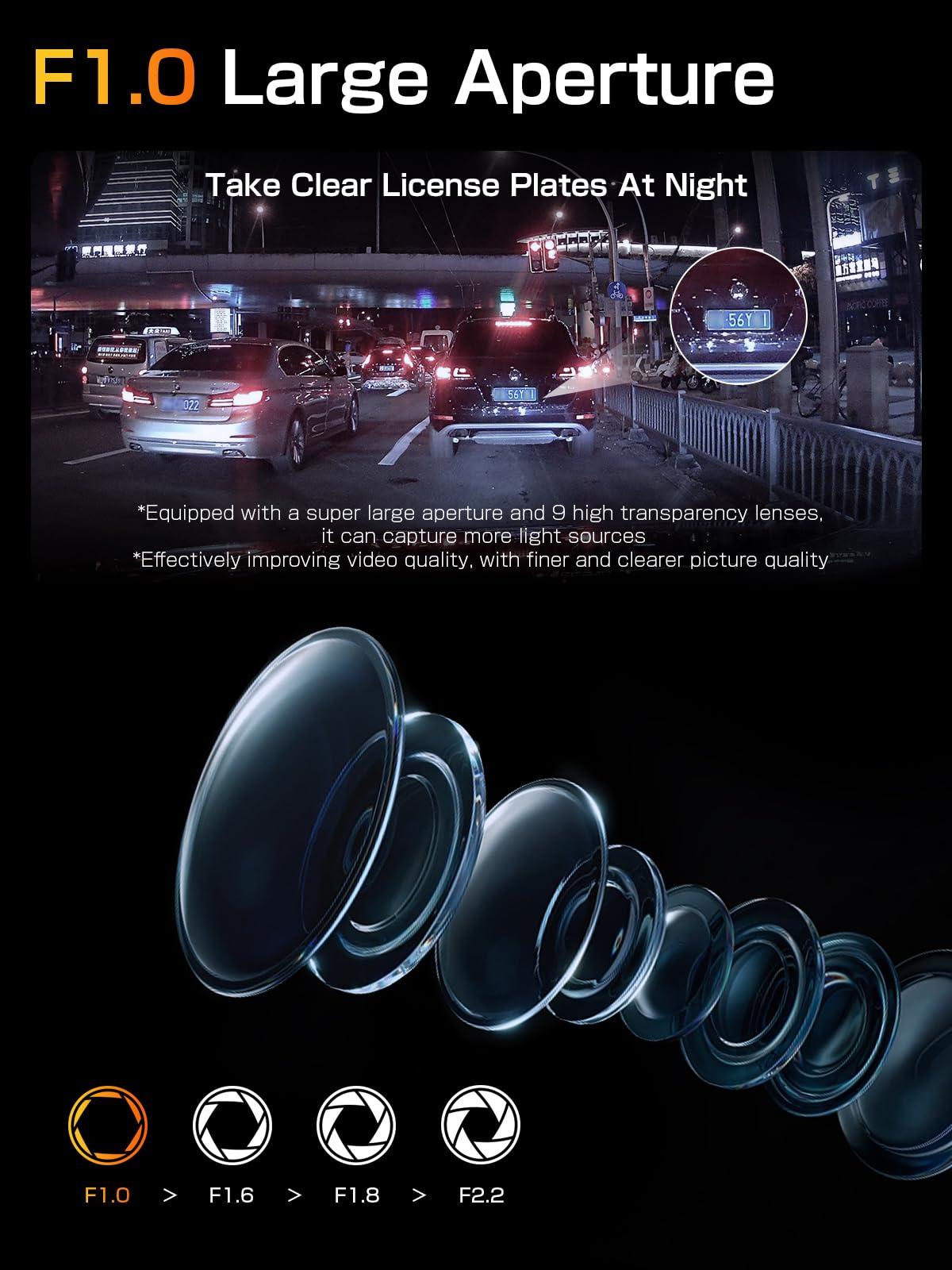 AKEEYO Super Night Vision Rear View Mirror Camera with F1.0 Aperture LensAI Vision RadarBSD HDR/WDRTouch Screen Smart Mirror Dash Cam, Free 32GB Card & GPS,12\" Backup Camera AKEEYO NV-X