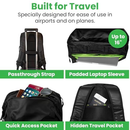 COR Surf COR Surf Travel Backpack Carry On Laptop Backpack with Secret Passport Pockets | Daypack Business Weekender Luggage Backpack for Men and Women | The Island Hopper (40L, Army Green)