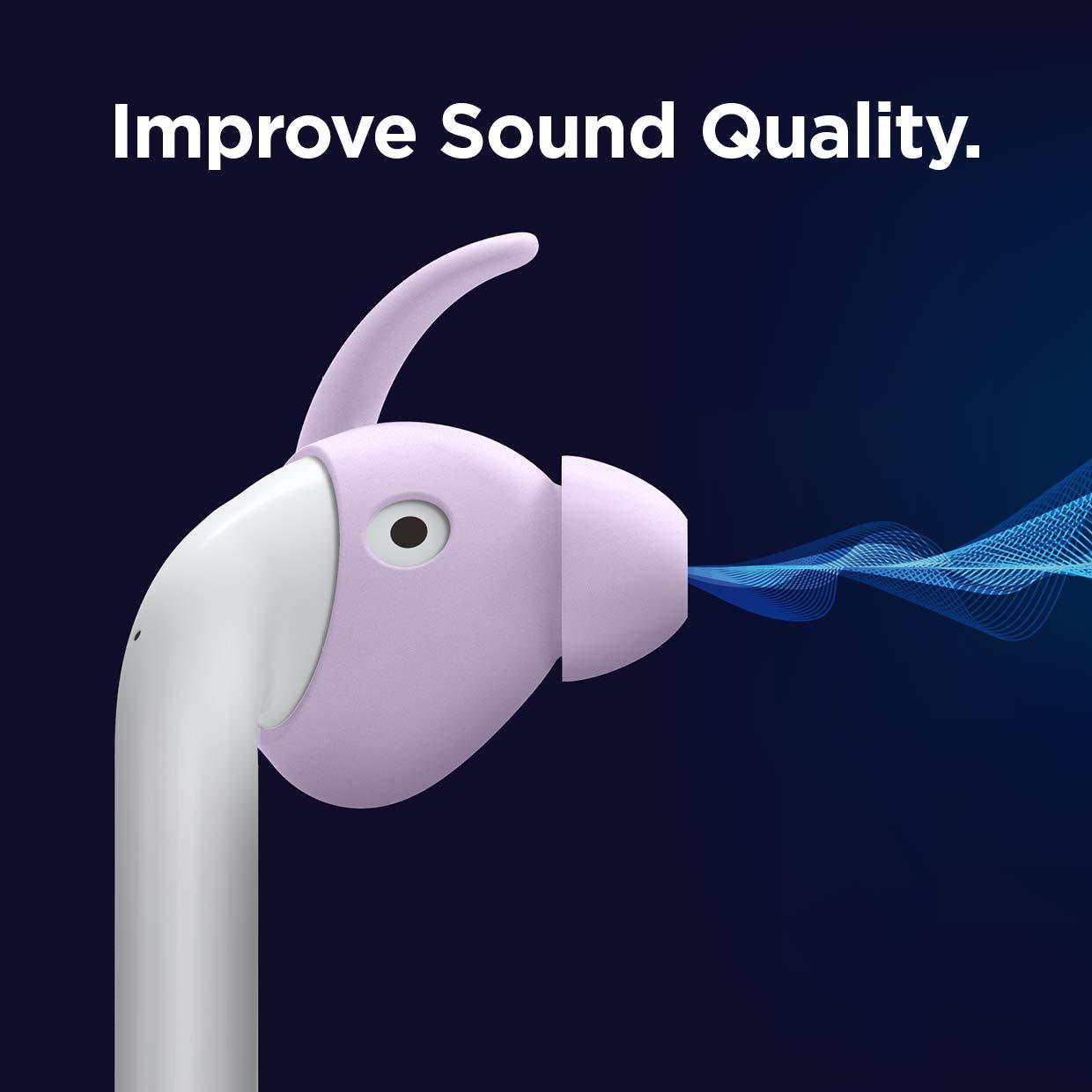 elago elago Earbuds Hook Cover Compatible with Apple AirPods 2 & 1 or EarPods Ergonomic Design, Durable Construction, Full Access [4 Pairs: 2 Large + 2 Small] (Lavender)