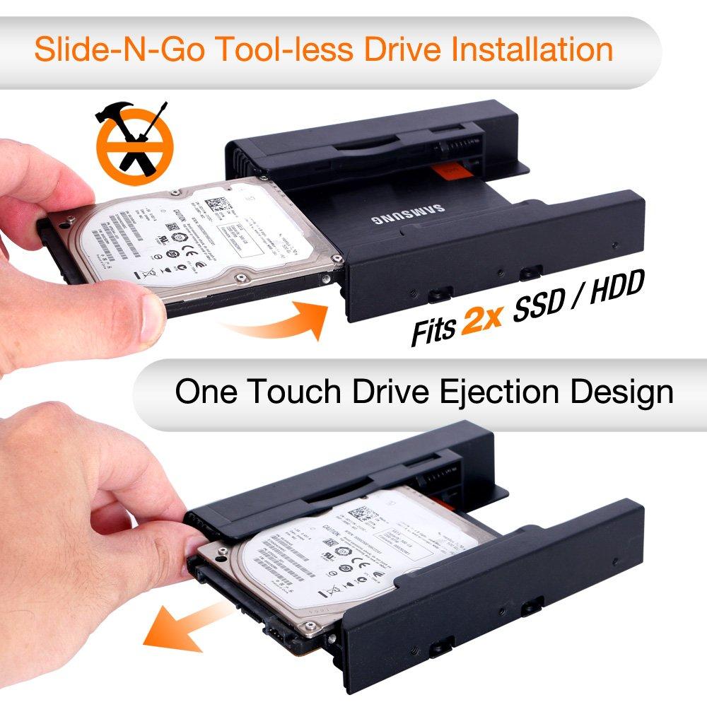 ICY DOCK ICY DOCK Tool-Less 2 Bay 2.5 Inch SSD to 3.5 Inch Dual Internal Hard Disk Drive Metal SSD Mounting Bracket | EZ-Fit PRO MB082SP