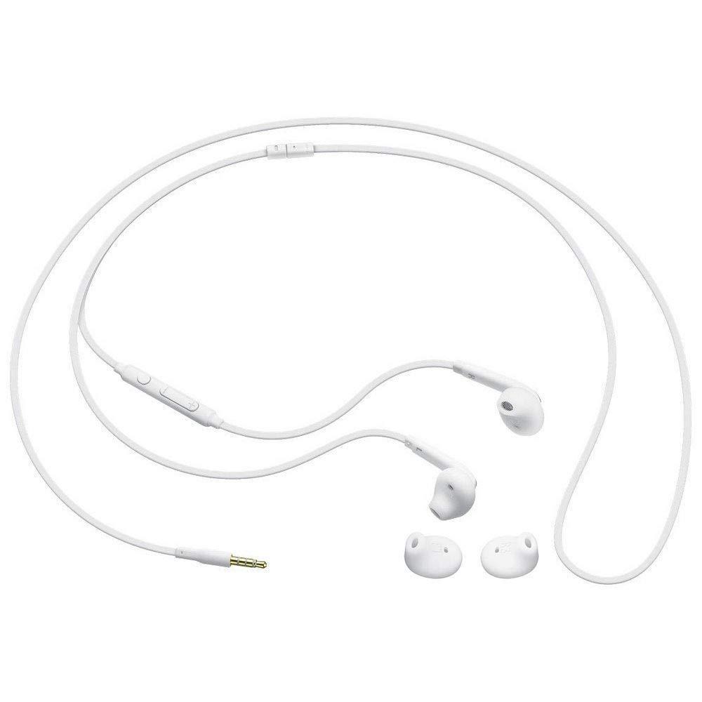 Samsung SAMSUNG Samung Wired Earbuds Original 3.5mm in-Ear Headphones Galaxy S10, S10 Plus, S10e Plus, Note 10, A71, A31 - Microphone & Volume Remote - Includes Black Velvet Carrying Pouch - White