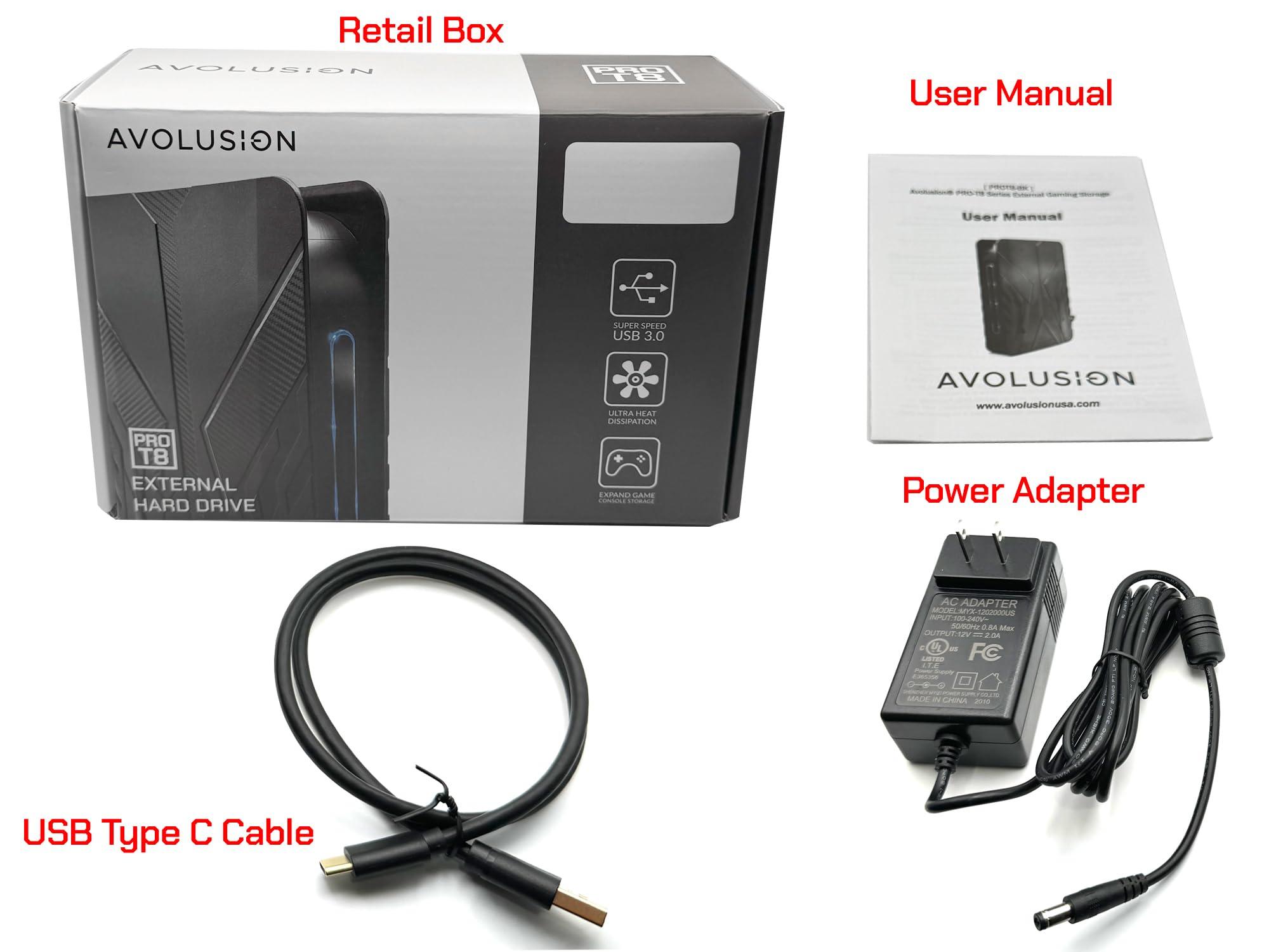 Avolusion Avolusion T8 Series 8TB USB 3.0 External Gaming Hard Drive for PS5 Game Console (Black) - 2 Year Warranty (Renewed)