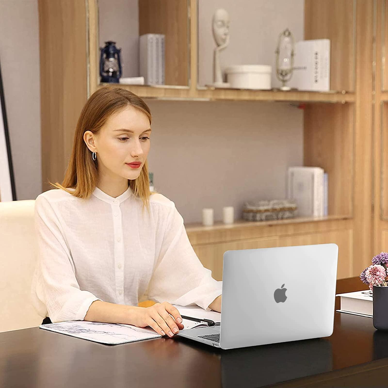 MOSISO MOSISO Compatible with MacBook Air 13 inch Case 2022-2018 A2337 M1 A2179 A1932, Plastic Hard Case&Puffy Horizontal Laptop Bag with Small Case&Keyboard Cover&Screen Protector&Storage Bag,Frost&Apricot