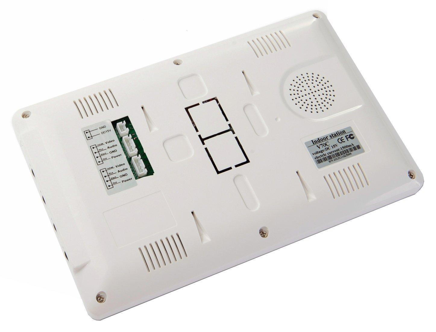 AMOCAM AMOCAM Apartment Video Intercom System, 4 Household Video Doorbell Kits, Wired 7 Inches Monitor, IR Outdoor Camera Support Monitoring, ID Unlock, 2 Way Intercom, 1- Camera and 4-Screen