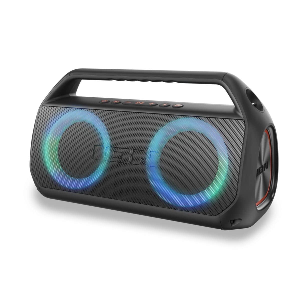 Ion ION Audio Uber Boom Ultra - Water-Resistant Bluetooth Stereo Boombox with Lights (Renewed)