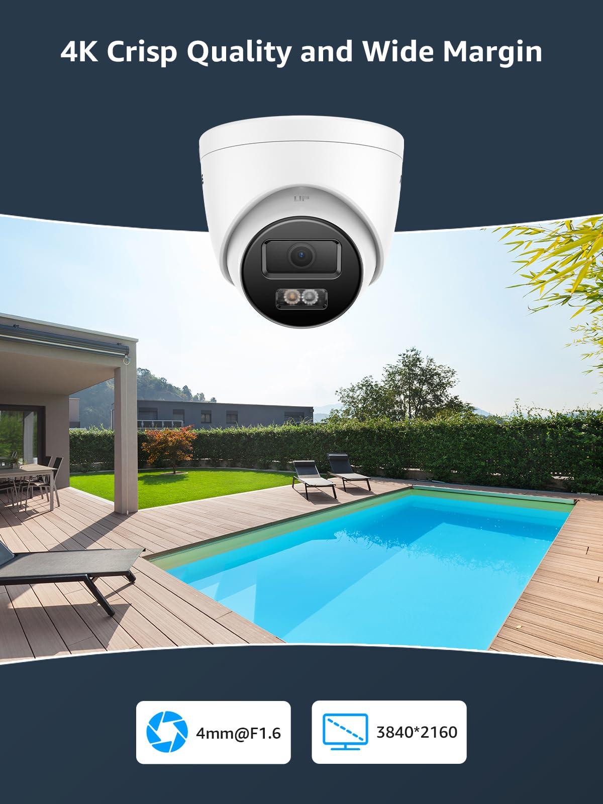 ANNKE ANNKE H800 4K PoE Security Camera System with Audio Recording, 8 Channel 4K H.265+ NVR with 8Pcs 8MP IP Turret Cameras, Wide-Angle, IP67 Weatherproof, 100 FT EXIR Night Vision with Smart IR, 4TB HDD