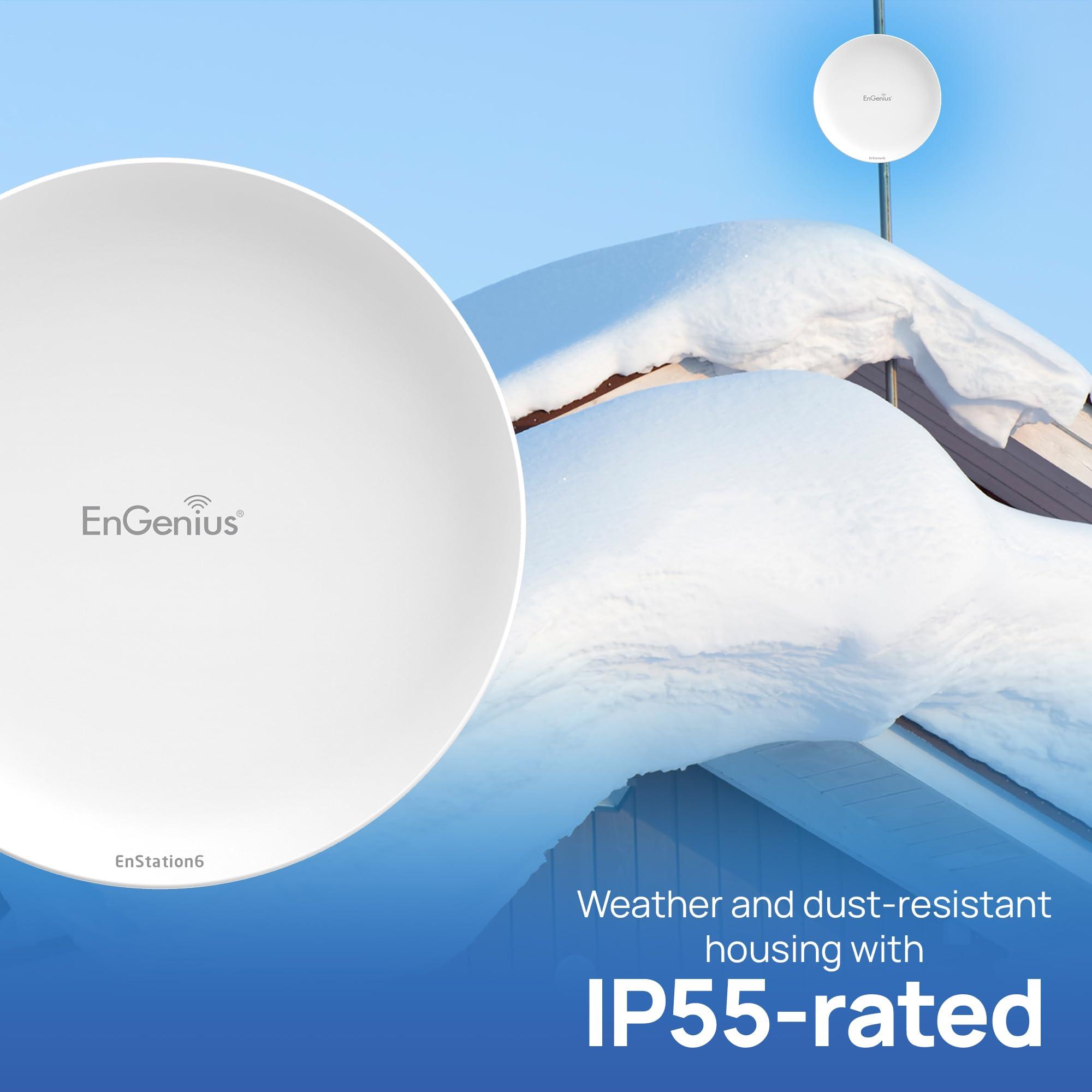EnGenius EnGenius Wi-Fi 6 (802.11ax) 5GHz 1,200 Mbps, 2x2 Outdoor Wireless Bridge, 26 dBm, high gain 19 dBi Directional Antenna, IP-55 housing, up to 6 Miles Point-to-Point [EnStation6 KIT]