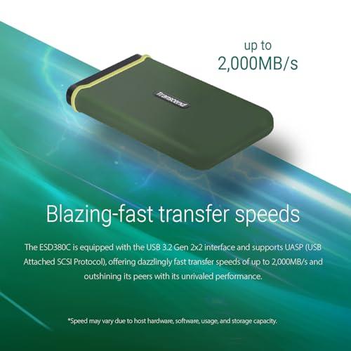 Transcend Transcend 1TB External SSD, Up to 2000MB/s, Portable Hard Drive for Steam Deck/iPhone/iPad/Mac/Windows/Android/Tablets/PS5/PS4/Xbox/Smart TV, USB 3.2 Gen 2 (20Gbps) USB-C & USB-A Cable Portable SSD