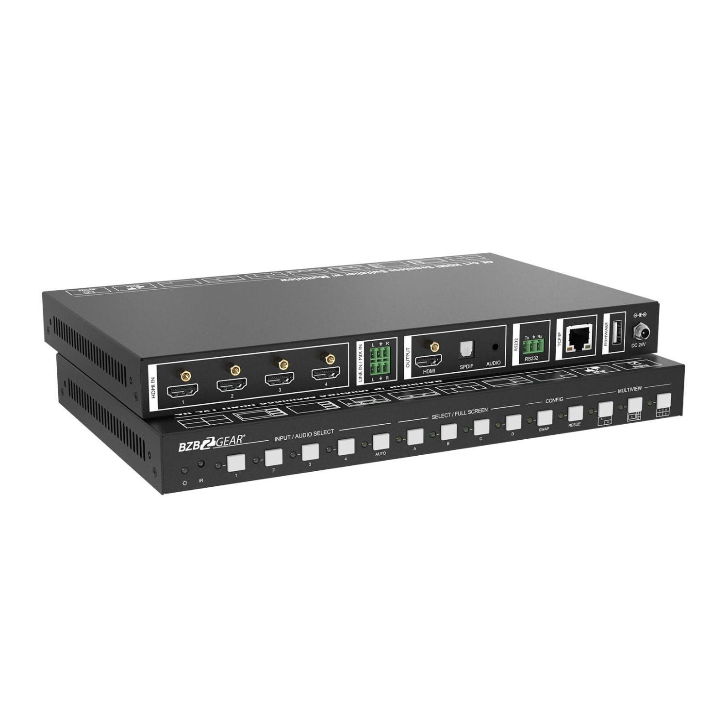 BZB GEAR 4x1 1080P FHD HDMI MultiViewer with KVM USB 2.0 Ports with Support up to 4 Computers