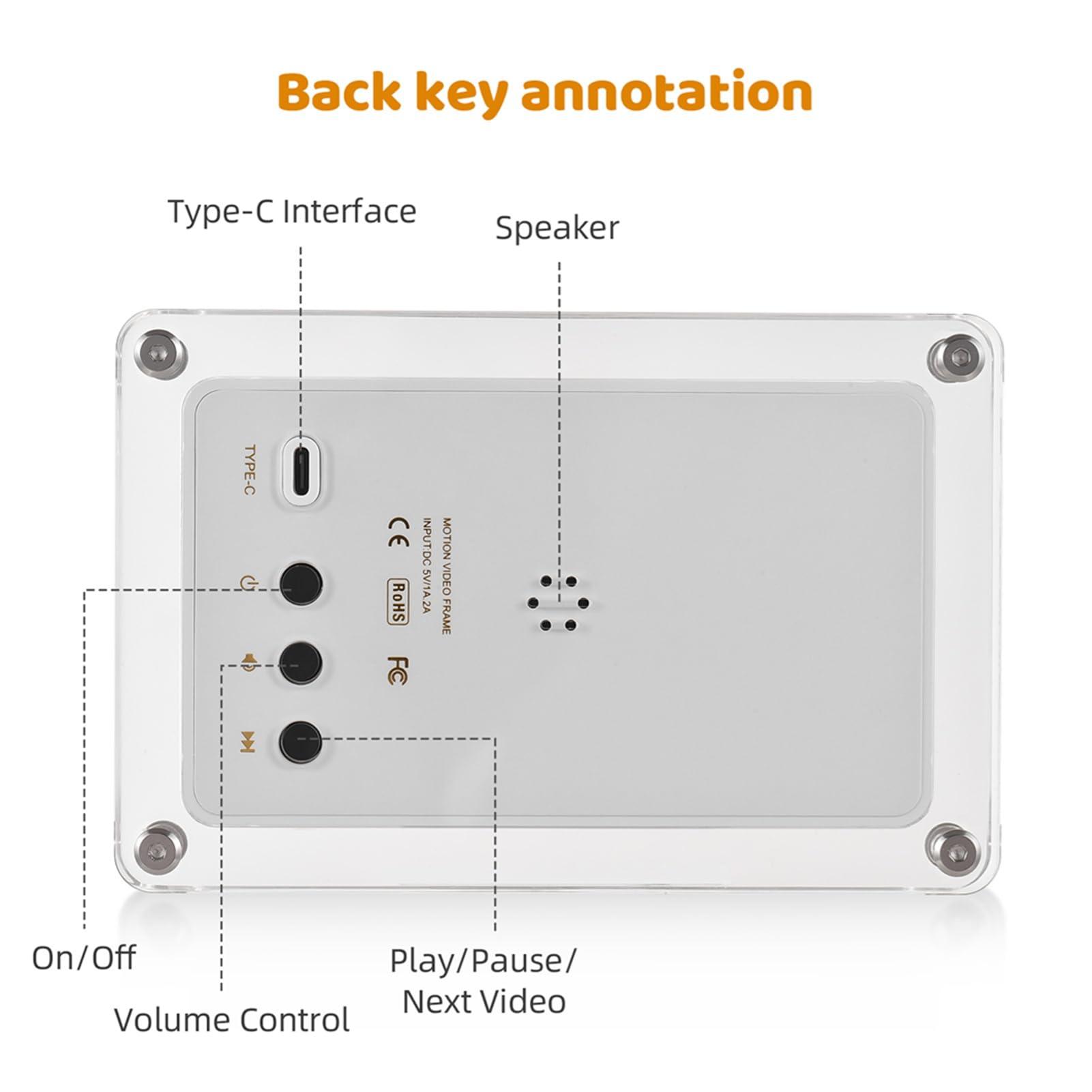 ZJchao Digital Picture Frame, 5 Inch Acrylic Digital Photo Frame Digital Photo Frame Picture Frames with Auto Rotation Cleaning Cloth for Home Office Decor Display Vid Photos Music