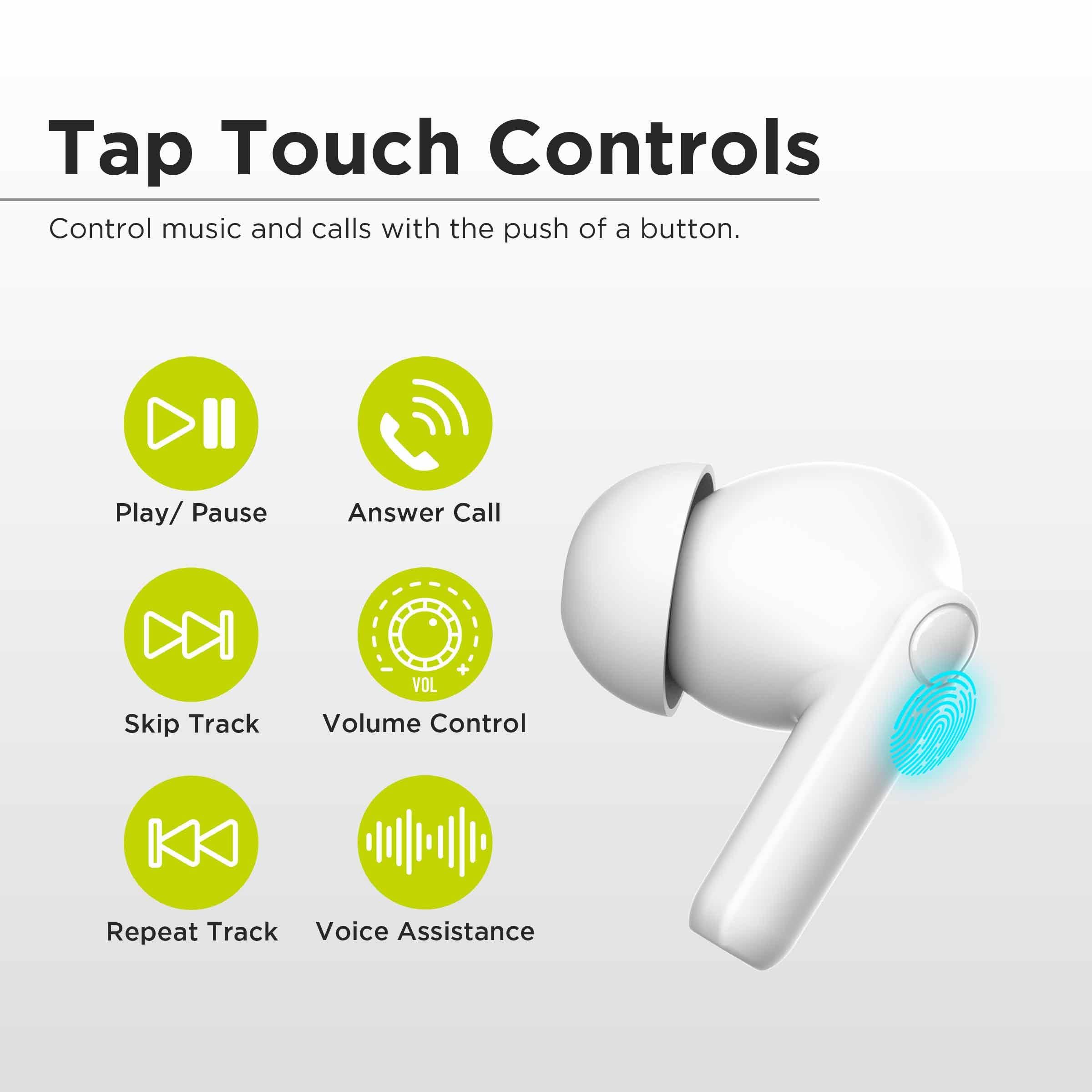 PureGear PureGear PureBoom Wireless Earbuds for Enhanced Sound, Touch Control Stereo Headphones in Ear Built-in Mic for iPhone/Android Phones/TV/Laptops, More Devices (White) Lifetime Replacement Coverage