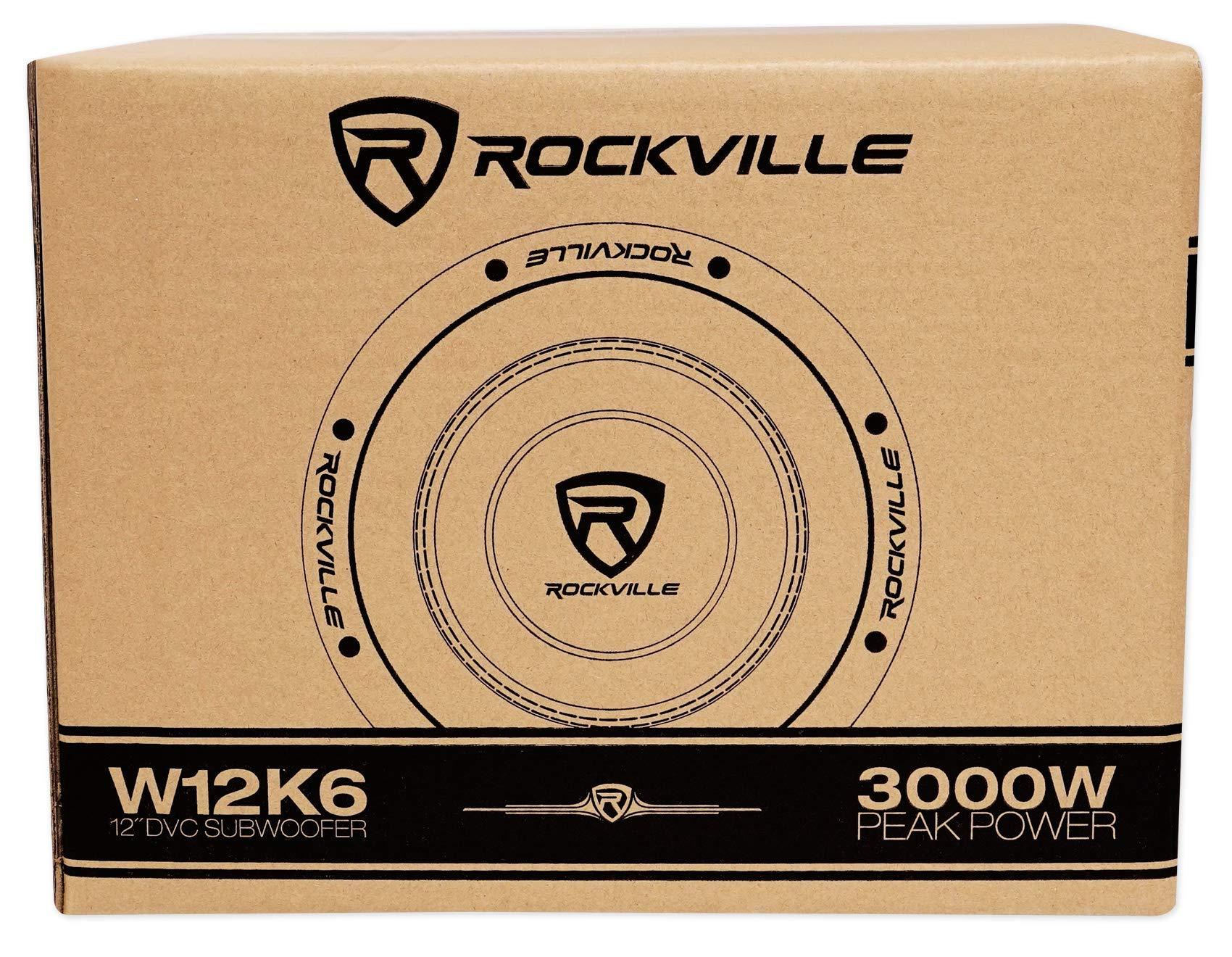 Rockville Rockville (2) W12K6D2 V2 12\" 4800w Car Audio Subwoofers+Sealed Sub Box Enclosure