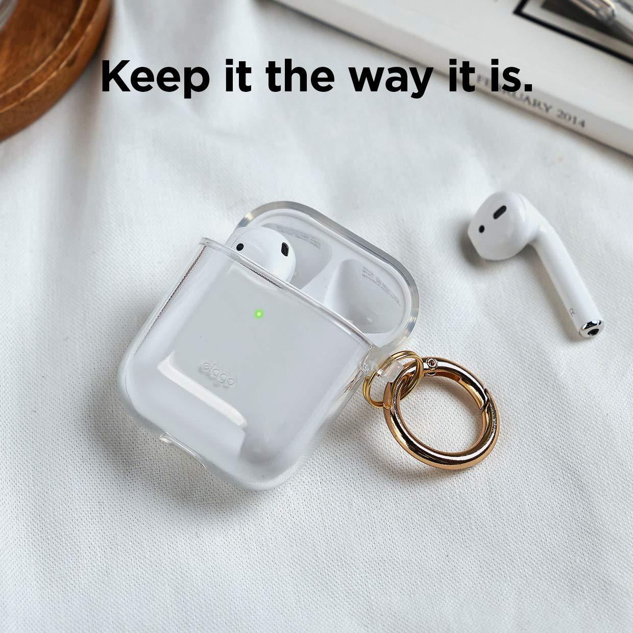 elago elago Clear Airpods Case with Keychain Designed for Apple Airpods 1 & 2 (Transparent)