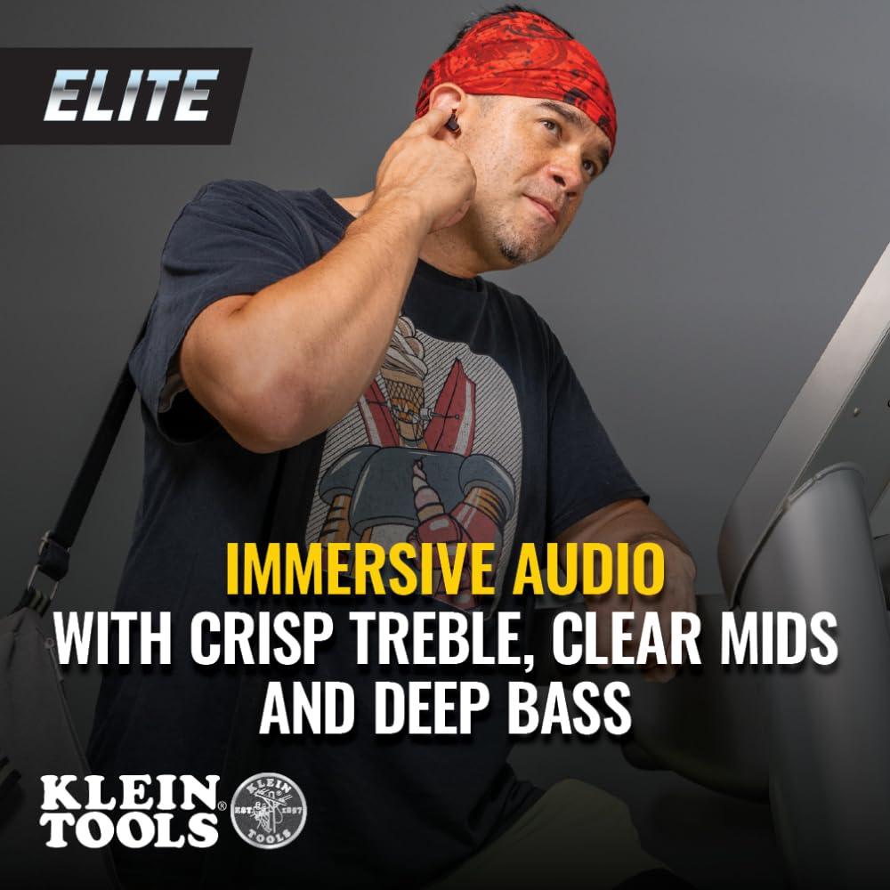Klein Tools Klein Tools AESEB2 Elite Bluetooth Jobsite Earbuds, True Wireless Earplugs, 25dB NRR Hearing Protection, 24-Hour Playtime, Digital LED Display
