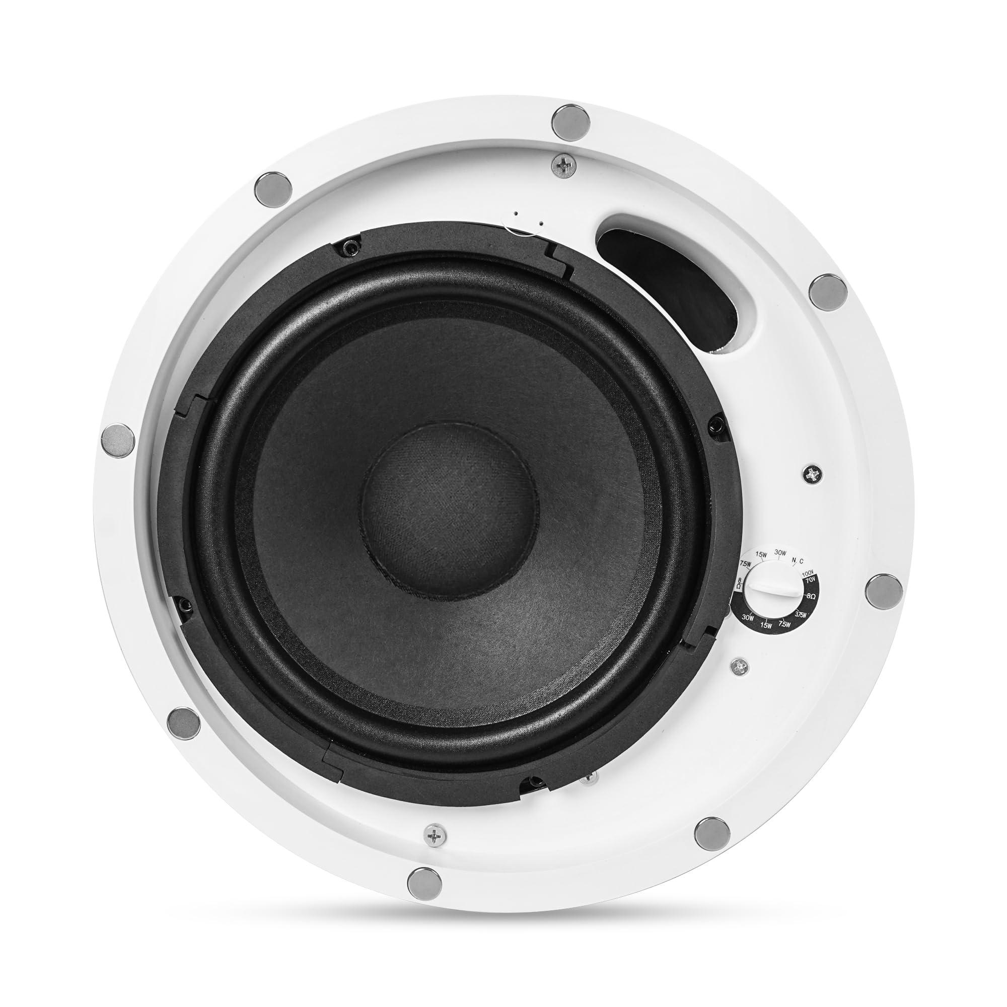 Sound Town Sound Town Pair of 8" Two-Way Coaxial in-Ceiling Speaker, Flush Mount, 70V/100V/8-Ohm Operation, Magnetic Grill, White (STCS8N-PAIR)