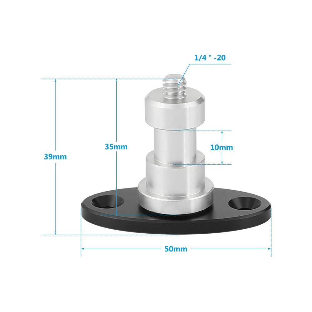 CAMVATE CAMVATE 1/4"-20 Male Thread Screw Mount + 1/4"-20 Thread Screw Connector + 1/4"-20 Ball Head with Bottom Pedestal Mount