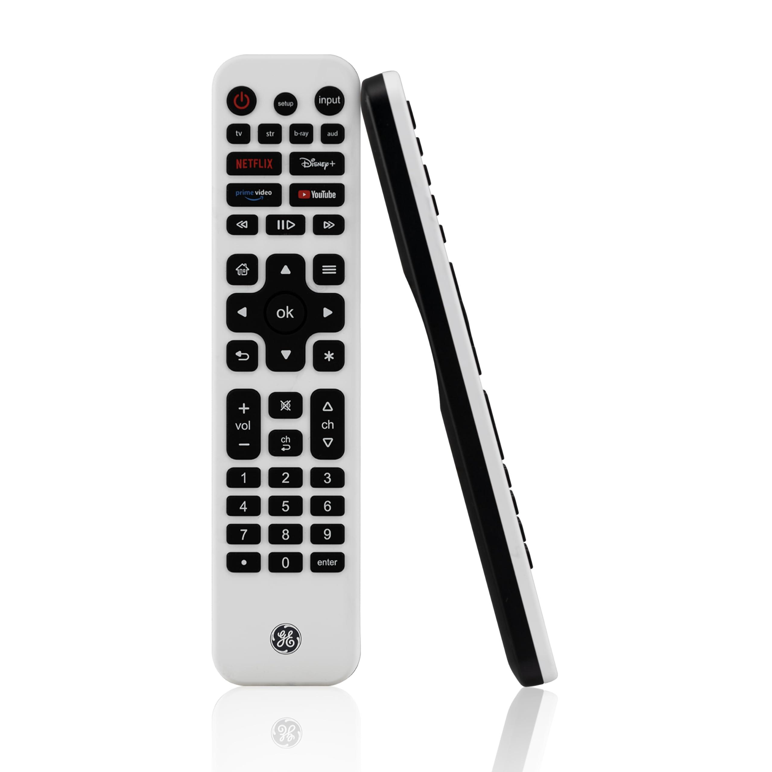 GE GE Rechargeable TV Remote Control, Universal Remote Control, Backlit Buttons, Samsung TV Remote Control Replacement for Smart TVs, Apple TV, Sony, Roku Replacement Remote, LG TV, 4-Device, 80984