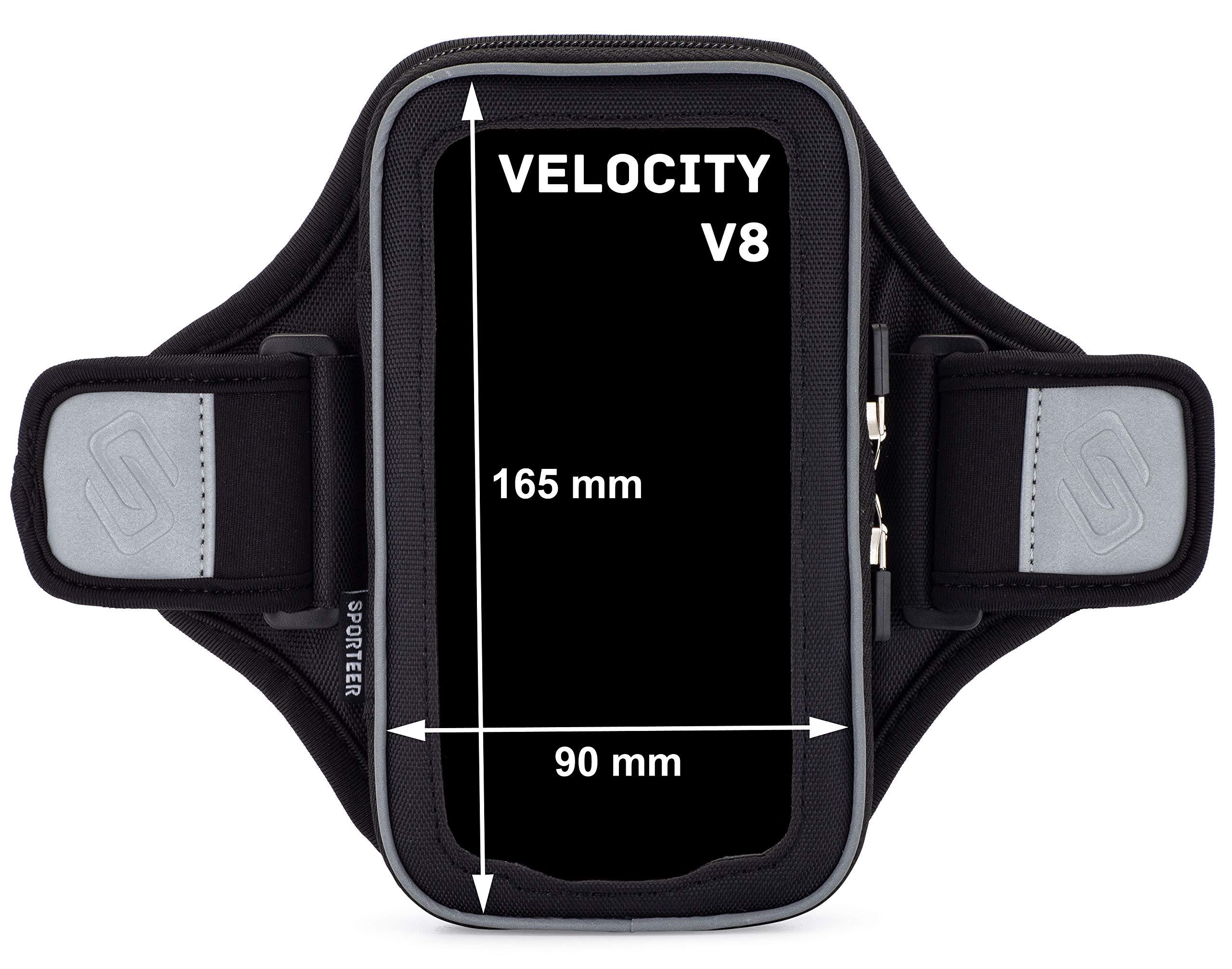 Sporteer Sporteer Velocity V8 Running Armband - Compatible with iPhone 16 Pro Max, 16 Plus, 15/14 Pro Max, 16/15/14 Pro, iPhone 16/15/14, Galaxy S24+, S23 Plus, Pixel, & Many More Cell Phones - FITS Cases