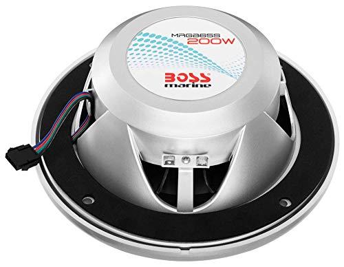 BOSS Audio Systems 4) BOSS Audio MRGB65 6.5" 400W Boat Marine RGB LED Light Speakers Silver 2 Pairs