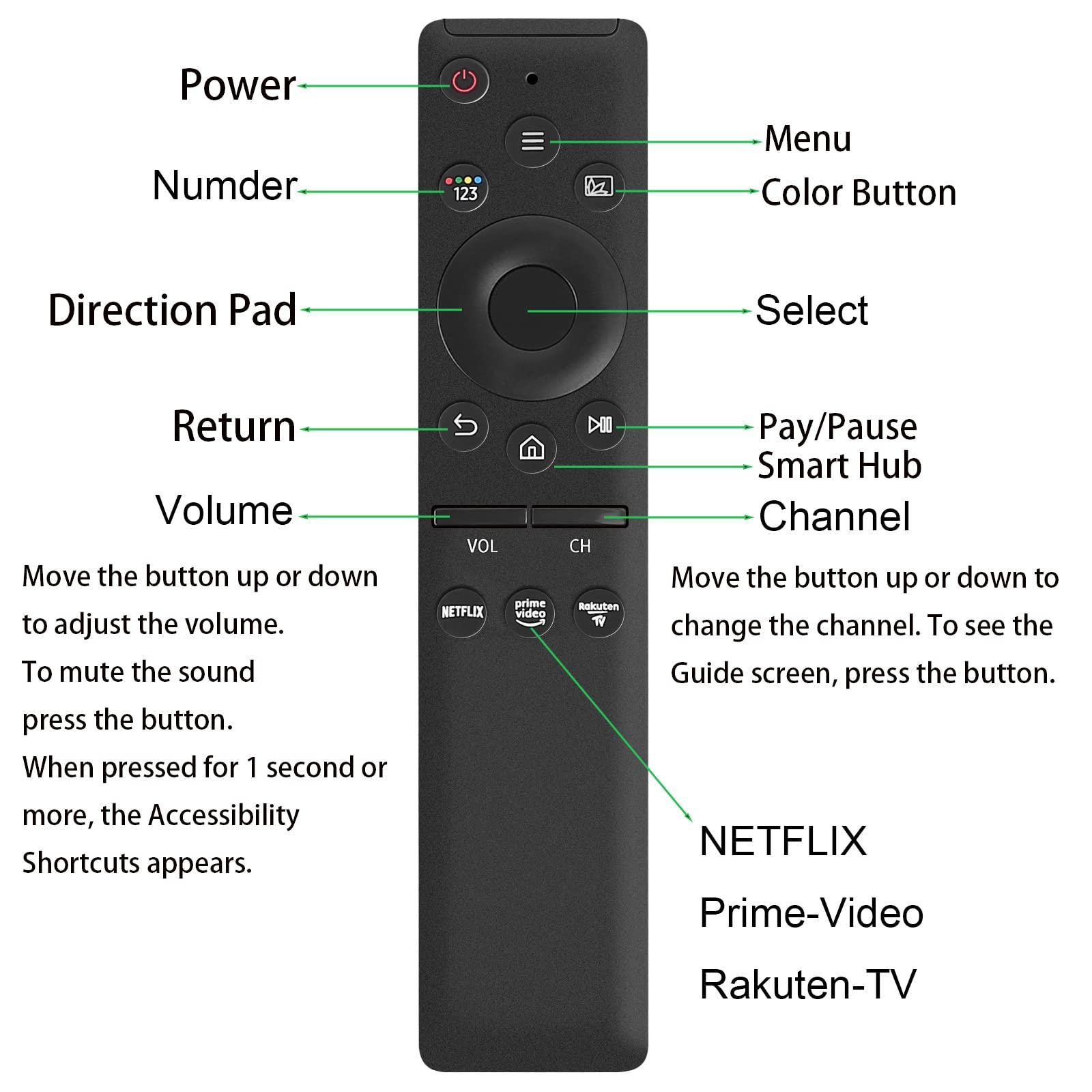 EONCHARM EONCHARM Universal Remote Control Compatible for Samsung Smart-TV LCD LED UHD QLED 4K HDR TV Remote, with Netflix and Prime Video Buttons