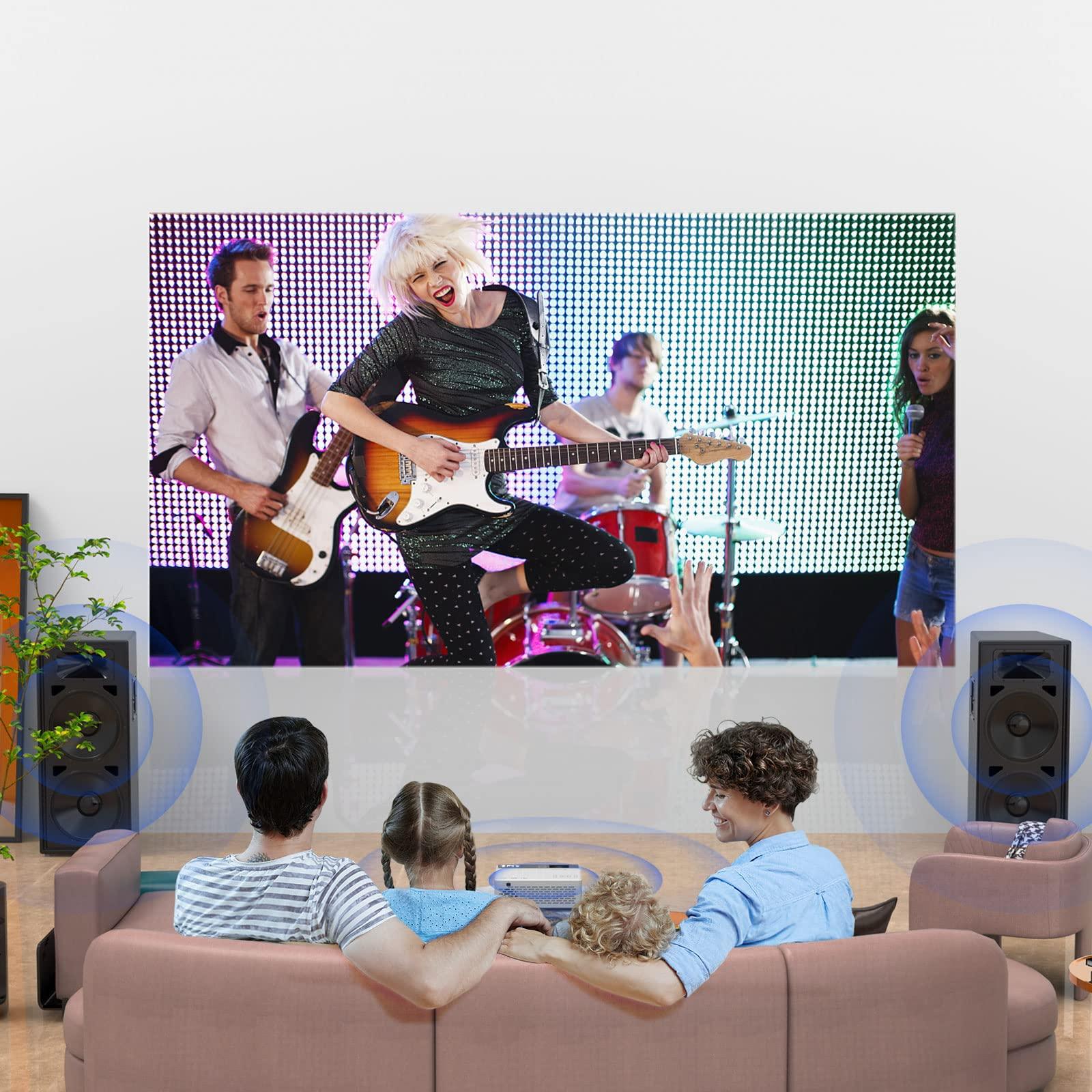 Puxinat Mini Projector, 1080P Full HD Supported Mini Projector, Portable Home Movie Theater Projector Compatible with TV Stick Smartphone & Tablet PC HDMI USB AV TF