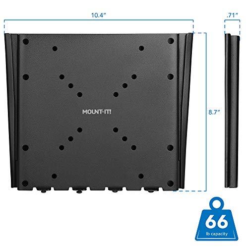 Mount-It! MOUNT-IT! Low-Profile Fixed TV Wall Mount With Removable Plate | Flush Wall Mounting Bracket Fits 23\" - 42\" Screens Up To VESA 200x200 mm, 66lbs Capacity, Black