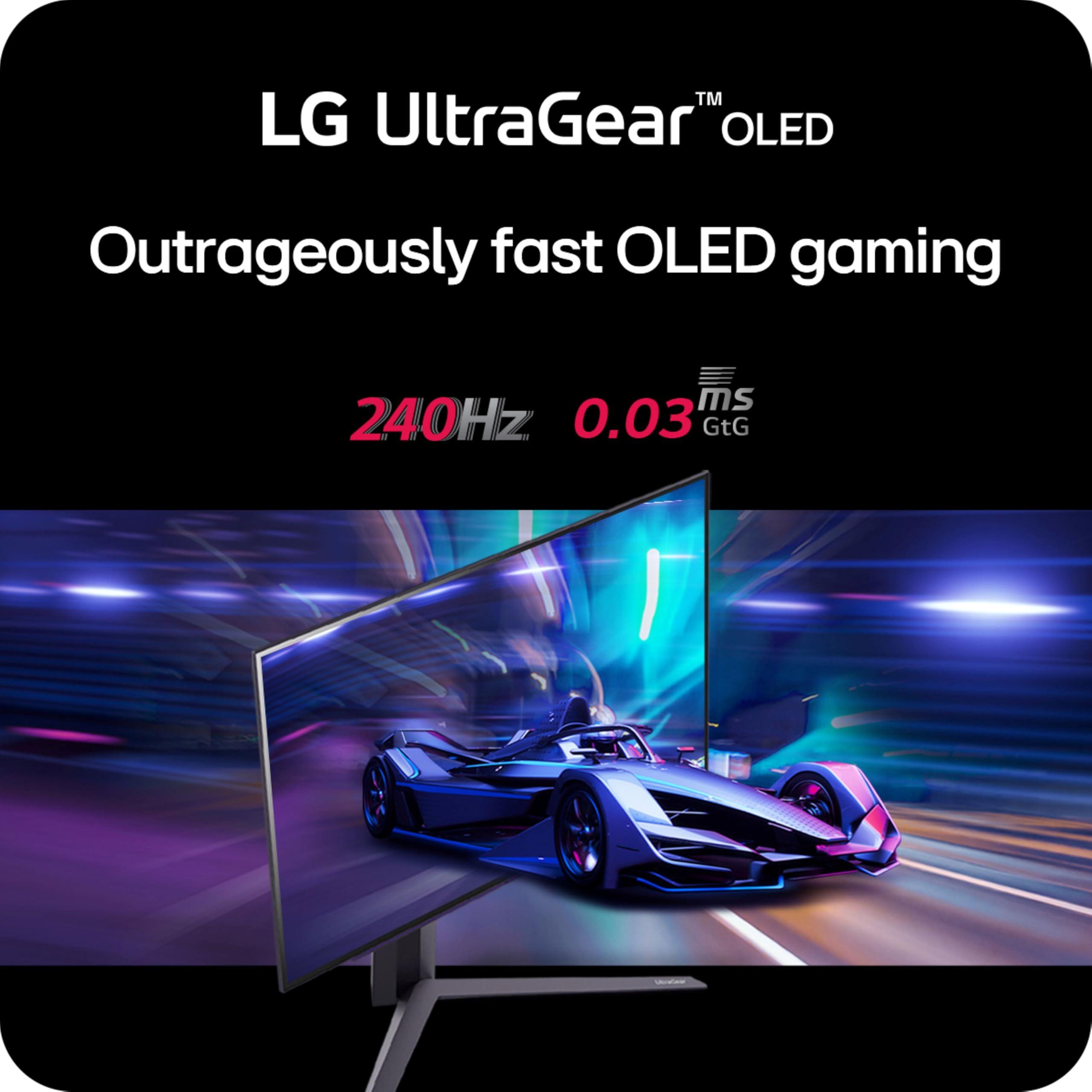 LG LG 27GS93QE 27-inch Ultragear OLED Gaming Monitor QHD 240Hz 0.03ms DisplayHDR True Black 400 AMD FreeSync Premium Pro NVIDIA G-Sync HDMI 2.1 DisplayPort Tilt/Height/Pivot Stand Black
