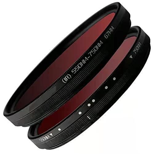 JTSF Adjustable Infrared Filter IR Lens Pass Infra-Red 550nm to 750nm 49 52 58 67 77mm for SLR DSLR Camera Lens (Caliber : 55mm, Color : Fader IR 550-750NM)