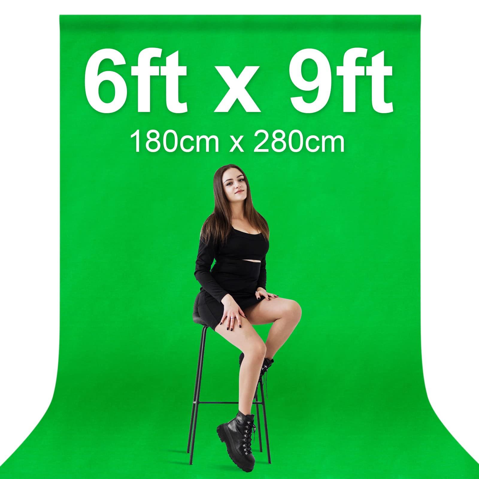 EMART EMART Green Screen Backdrop, 6 x 9 FT Photography Greenscreen Background, 8.5x10ft Backdrop Stand, Four-Legged Photo Backdrop Stand Kit with Foldable Cross Base for Streaming Zoom