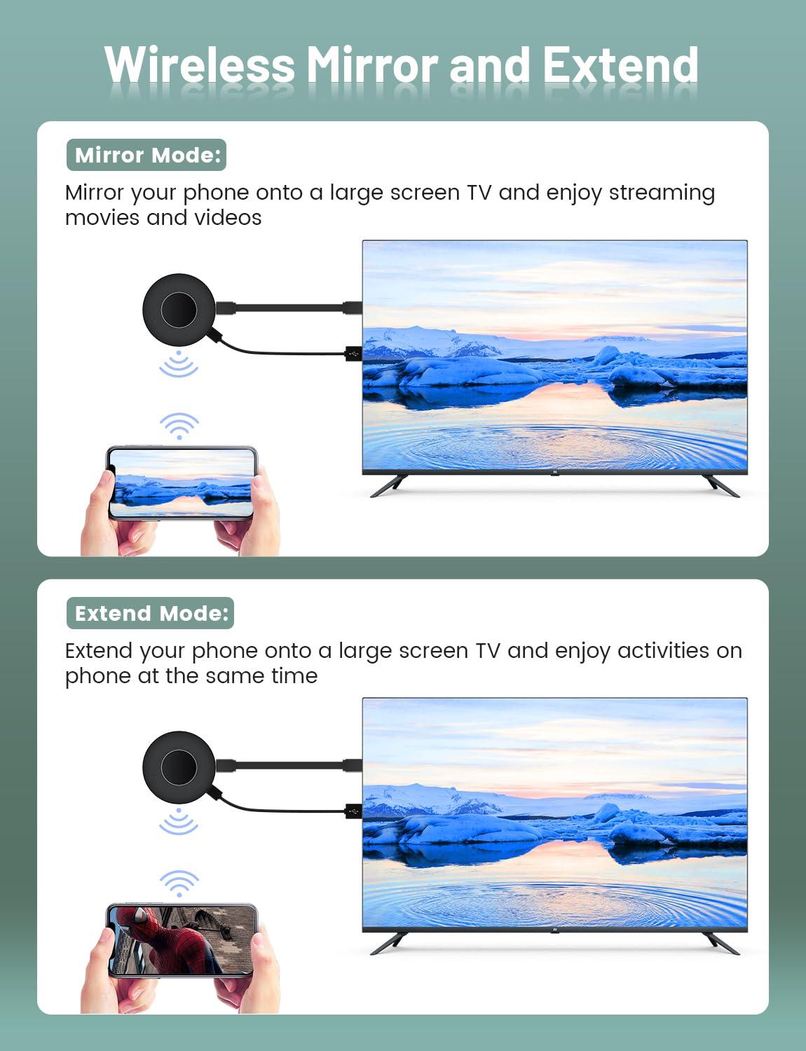 nohzio NOHZIO Wireless HDMI Display Dongle Adapter,No Need Any APP,No Setup, Streaming Video/Audio from Laptop,Tablet, PC, Smartphone to HDTV/Projector/Monitor, Support Android, iOS, Windows and MacOS