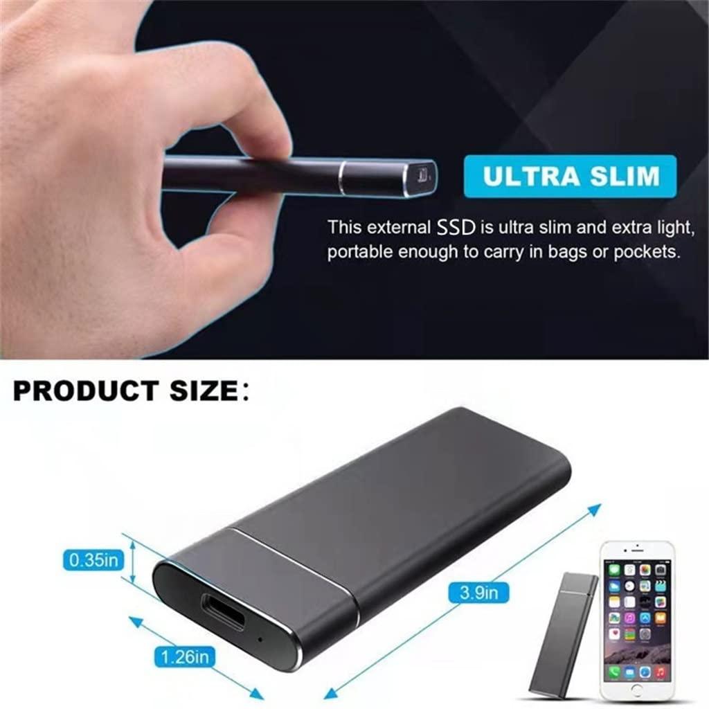 DJFHDIHRFHBVCASIJ SSD External Hard Drive USB 3.1 Type C 500GB 1TB 2TB Portable Solid State External Drive (Color : Gray, Size : 500GB)