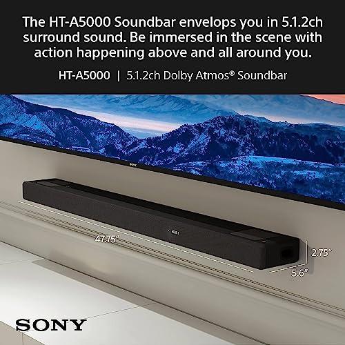 Sony Sony HT-A5000 5.1.2ch Dolby Atmos Sound Bar Surround Sound Home Theater with DTS:X and 360 Spatial Sound Mapping, works with Alexa and Google Assistant,Black
