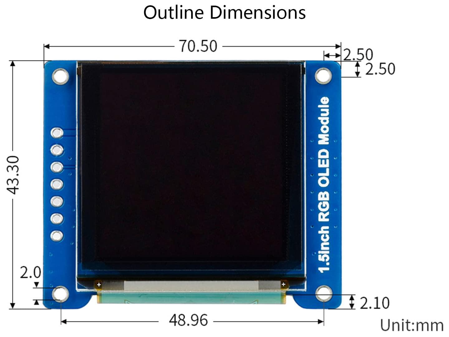 Wonrabai 1.5inch RGB OLED Display Module 128128 Pixels, 65K RGB Display Colors, SPI Interface Compatible with Raspberry Pi 5/ Pi 4B/ Pi 3B+ Pi3B/ Pi Zero/Pi Zero 2W/Arduino/STM32, etc.