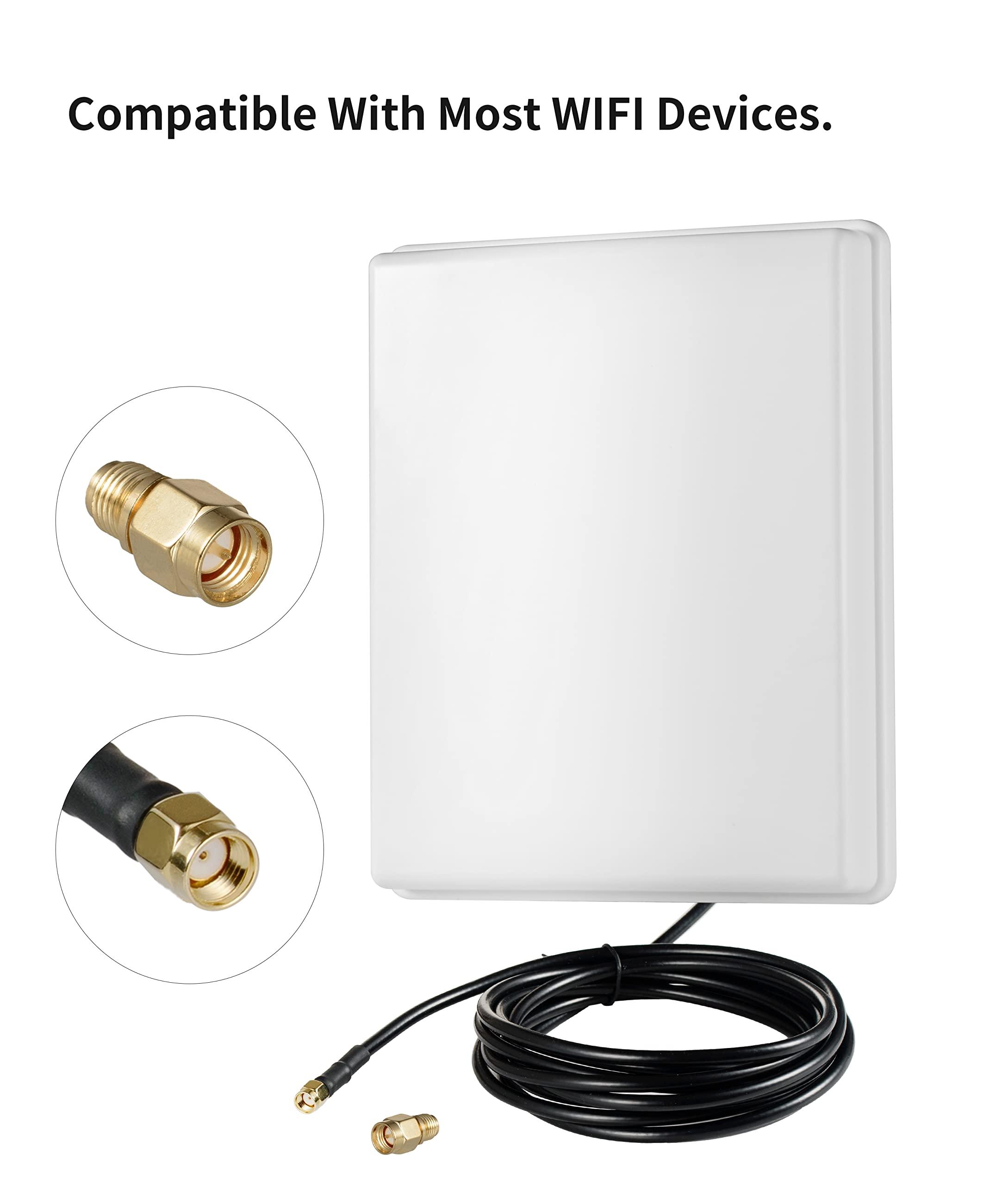 eifagur Outdoor 15dBi Dual Band WiFi 2.4GHz 5GHz 5.8GHz Long-Range Directional Panel Antenna with 10Ft Cable for WiFi Router Wireless Network Card Security IP Camera Video Surveillance Monitor, Eifagur