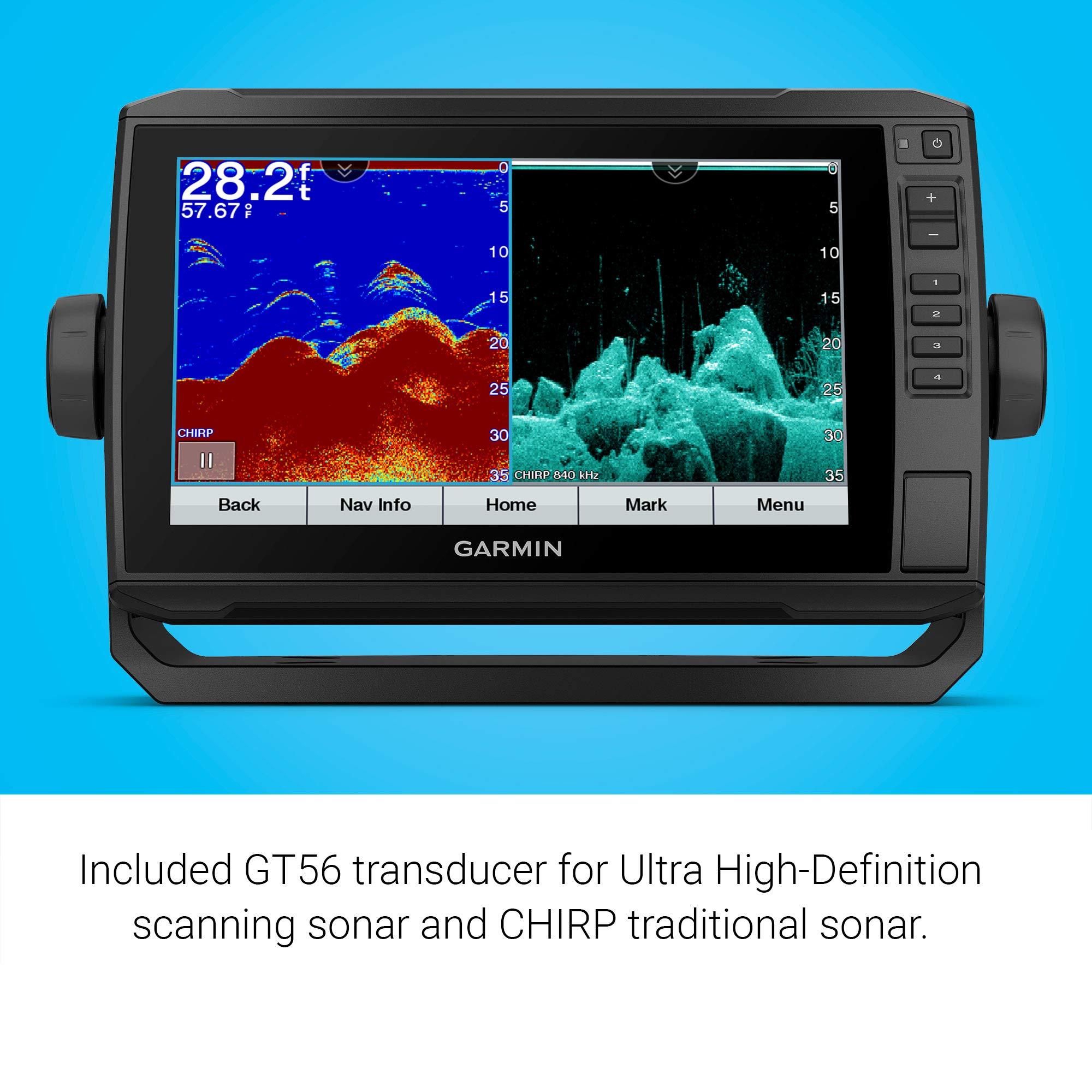 Garmin "Garmin ECHOMAP UHD 93sv with GT56UHD-TM Transducer, 9"" Keyed-Assist Touchscreen Chartplotter with U.S. LakeVu g3 and Added High-Def Scanning Sonar" (010-02523-01)