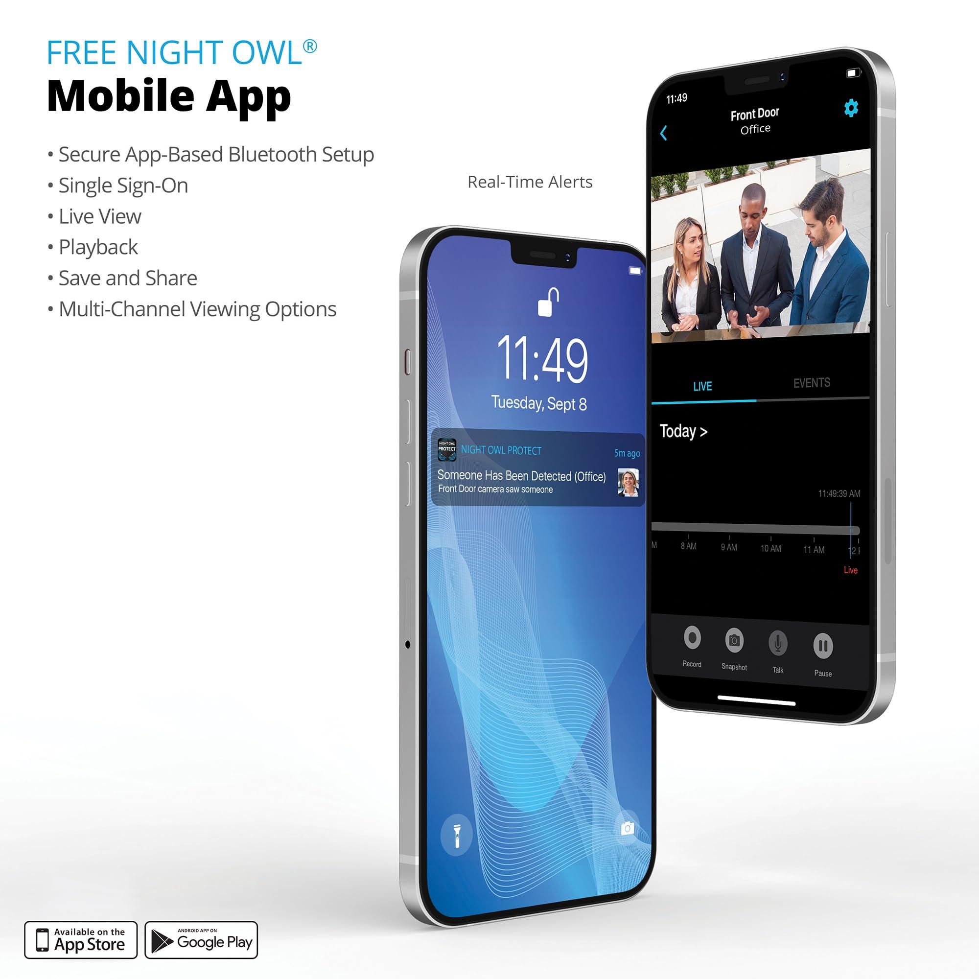 Night Owl Night Owl 2-Way Audio 12 Channel DVR Video Home Security Camera System with (4) Wired 2K HD Indoor/Outdoor Deterrence Dome Cameras and 2TB Hard Drive (Add up to 4 Wi-Fi Cameras) (4 Camera)