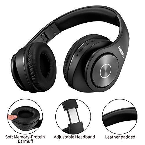 TUINYO TUINYO Wireless Headphones Over Ear, Bluetooth Headphones with Microphone, Foldable Stereo Wireless Headsetfor Travel Work TV PC Cellphone-Black