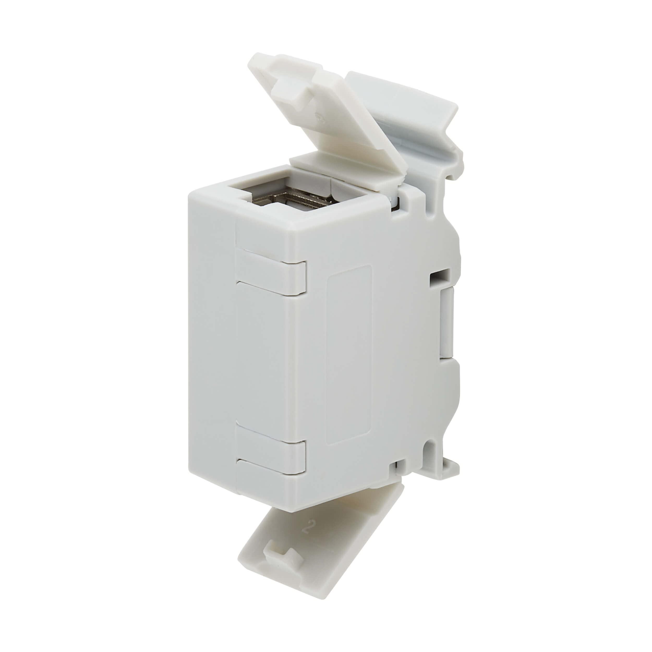 Tripp Lite Tripp Lite DIN-Rail Cat6a RJ45 Shielded in-Line Mountable Snap-in Coupler & PoE++, EMI/RFI Shielding, Backwards Compatible, Female-to-Female, TAA Compliant, Manufacturer's Warranty (N235-D01-SH-6A)