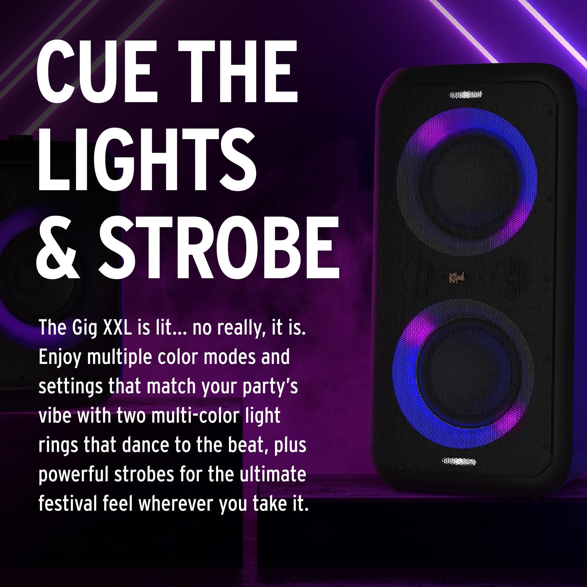 Klipsch Klipsch Gig XXL, Black - Portable Wireless Bluetooth Speaker - Multiple Color Modes - Bass Boost - Two 6.5" Woofers & Two 2" Tweeters - 8-Hour Playtime