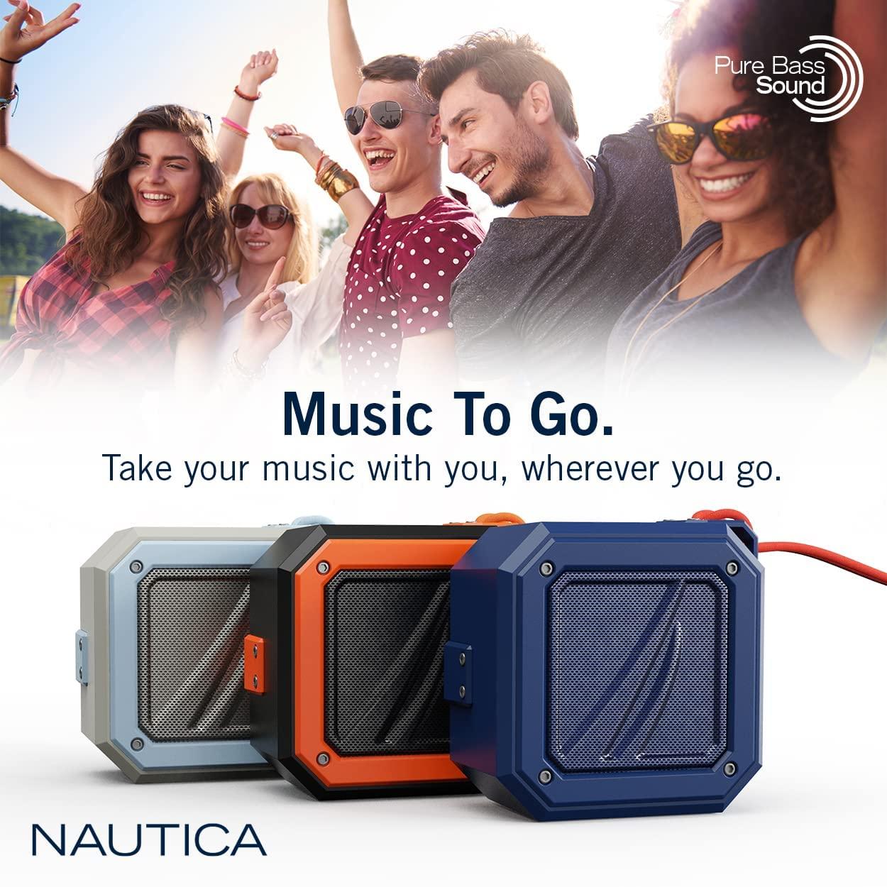 Nautica Nautica Bluetooth Portable Speaker, Waterproof Wireless Speaker, Outdoor Speaker, Bluetooth Patio Speakers, Loud Sound, Clear Audio, USB Drive, 15-Hour Playtime (Black-Green)