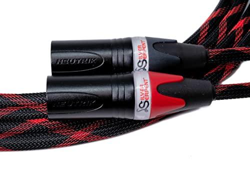 BETTERCABLES.COM BETTERCABLES.COM Silver Serpent Anniversary Edition Red/Black Balanced XLR Audiophile Audio Cables (Pair - 2 Cables) - High-End, High-Performance, Silver/Copper Hybrid, Low-Capacitance - 6 Feet
